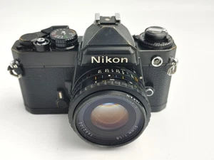 Black Nikon FE 35mm Film Camera w/ Nikon Series E 50mm f/1.8 Lens. - Picture 1 of 10