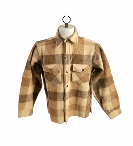 Chaqueta Woolrich True Vintage Para Hombre Mediana Marrón Mezcla de Lana Buffalo Cuadros Años 60 - Imagen 1 de 16