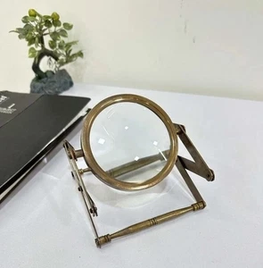 Antique Finish Brass Magnifying Glass  Adjustable Nautical Desk Decor Gift - Picture 1 of 14