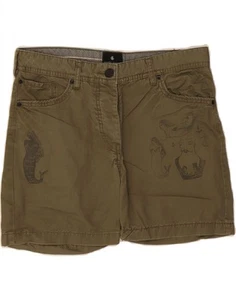 MAISON SCOTCH Womens Graphic Casual Shorts W25 XS Khaki Cotton DG35 - Picture 1 of 3