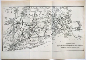 New York, New Haven & Hartford Railroad - Mappa di sistema originale 1929. Vintage - Foto 1 di 3
