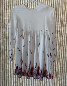 Benetton Girls White Feather Dress Xl - Picture 1 of 10