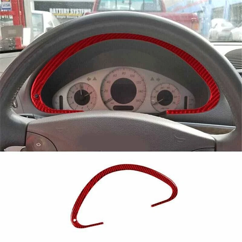 For Mercedes-Benz E-Class W211 2003-2009 Carbon Fiber Red Cover Trim Speedometer - Image 1 of 4