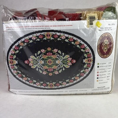 Винтажный овальный ковер-крючок с защелкой Mary Maxim 60 x 40 дюймов No 3771 новый из старых запасов *читайте см. - Изображение 1 из 4