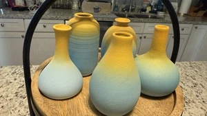 YANLING 5 Pack Small Yellow Blue Vase for Home Decor, 5 inch Modern Ceramic  - Picture 1 of 6