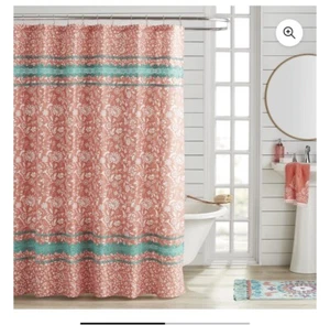 NEW The Pioneer Woman Mazie Medallion Shower Curtain with Crochet Trim  72 X 72 - Picture 1 of 6