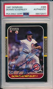 Dennis Eckersley Chicago Cubs Auto Signed 1987 Donruss Card #365 ~ PSA/DNA Slab - Imagen 1 de 7