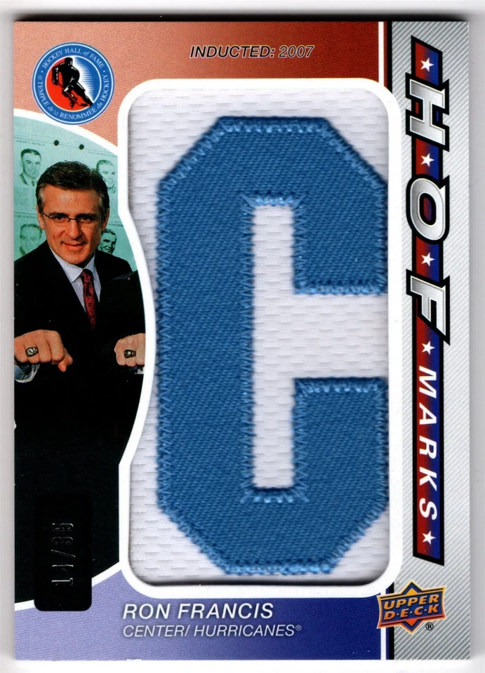 2024-25 Upper Deck SP Game Used HOF Marks RON FRANCIS HOFM-RF 35 Hurricanes SPGU - Image 1 of 1