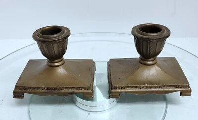 Candelabros de latón Art Nouveau de bronce vintage antiguos de Bm Co  Foto 1 de 4