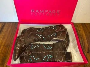 Woman's Rampage Faux Leather Western Fashion Cowboy Boots Turquoise Resa SZ 6.5M - Picture 1 of 19