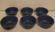 Ribbed Blue Ceramic Bowls - Cereal Fruit - 6 Bowls