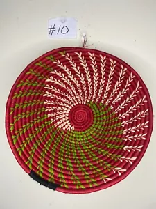 colorful Large 12" African Wall Basket, Rwanda baskets, African Woven basket,... - Picture 1 of 10