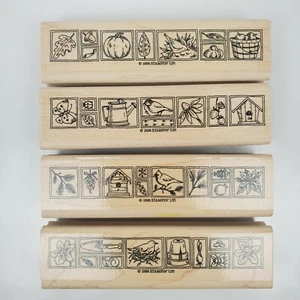Stampin Up Wooden Rubber Stamp Set Nature’s Seasonal Borders Retired 1998 - Picture 1 of 4