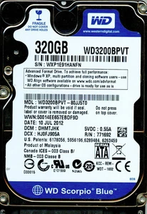 WD3200BPVT-80JJ5T0, DHMTJHK WESTERN DIGITAL SATA 320GB - Picture 1 of 1