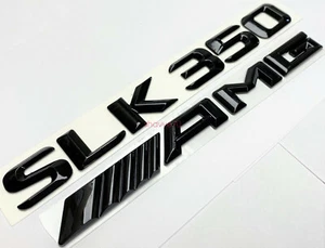 #1 BLACK SLK350+AMG FIT MERCEDES REAR TRUNK EMBLEM BADGE NAMEPLATE DECAL NUMBERS - Foto 1 di 3