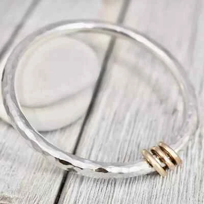 Solid 925 Sterling Silver Beautiful Handmade Women Lovely Gift Bangle,  M1398 - Image 1 of 4