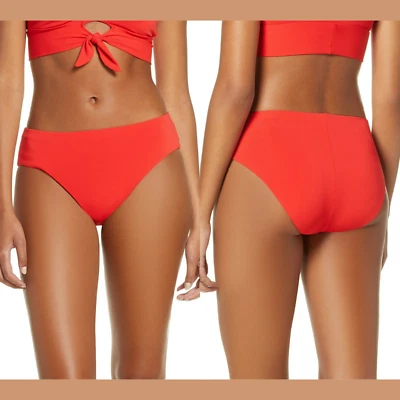 NUEVO $78 Robin Piccone Ava Cintura Alta Bikini Parte Inferior Rojo Ardiente [Mediano] #T1099 Foto 1 de 4