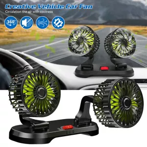 12V 24V Car Dual Head Cooling Fan 360° Rotatable Auto Truck Car Air Cooler Fan - Picture 1 of 14
