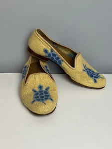 Damenschuhe 5,5 Stubbs & Wootton gelb blau Schildkröte Pantolette Halbschuh Hausschuhe - Bild 1 von 13