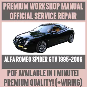WORKSHOP MANUAL SERVICE & REPAIR GUIDE for ALFA ROMEO SPIDER GTV 1995-2006 - Picture 1 of 5