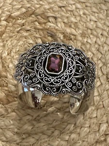 J CREW lila irisierend Amethyst große Manschette Silber Armband Neu ohne Etikett neu 💗229 - Bild 1 von 5