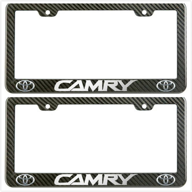 2X Carbon Fiber Camry Racing License Plate Holder Frame Cover - Image 1 of 1