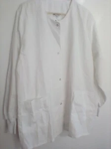 Scrub Top / Jacket  Medical Snap front, Long Sleeve EWC 3XL White NEW. - Picture 1 of 3