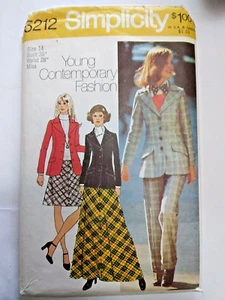 Blazer Jacket Skirt Pants Suit 14 Simplicity 5212 Sewing Pattern VTG Cut Fitted - Picture 1 of 8