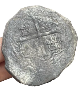 8 Reales Cob Mexico Spanish Silver, Shipwreck (OMD mark, Nice Cross) - Picture 1 of 9