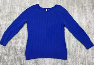 Madison Sweater Womens Blue Large Long Sleeve Knit Wool Blend - Picture 1 of 12
