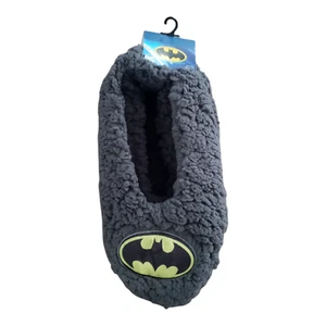 Batman DC Comics Men's Fuzzy Sherpa Slipper Socks Dark Gray Shoe Size 6-12 - Picture 1 of 6