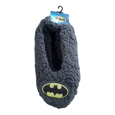 Batman DC Comics Men's Fuzzy Sherpa Slipper Socks Dark Gray Shoe Size 6-12 - Image 1 of 4