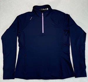 RLX Ralph Lauren Damen Performance 1/4 Reißverschluss Pullover französisch marineblau/leicht Größe L - Bild 1 von 15