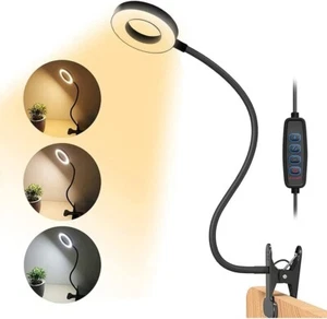 Clip on Reading Light 48 LEDs 3 Colors 10 Brightness Gooseneck USB Desk Lamp - Picture 1 of 7