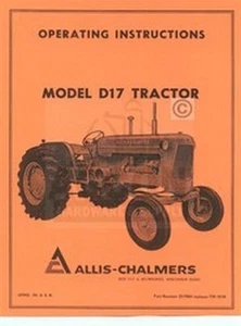 ALLIS CHALMERS D-17 D17 Gas Tractor Owners Manual - Picture 1 of 1