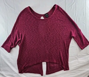 Torrid Womens Shirt Women Sz 1 14/16 Raspberry Pink Sheer Open Back Top Split 1X - Picture 1 of 13