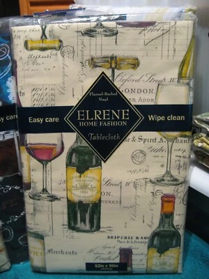 ELRENE HOME FASHION Elrene 52" x 90" Vinyl Tablecloth With Backing / Travel For Wines