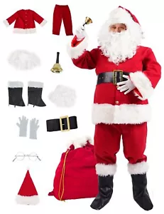 Santa Claus Costume for Men Santa Suit Adult Mens 11PCS Professional Plus Siz... - Picture 1 of 6