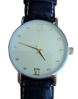 Reloj Mujer Silvertone Redondo Correa Negra Batería Nueva Foto 1 de 4