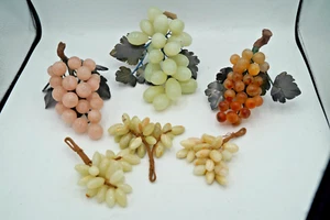 LOTE DE 6 RACIMO DE UVA DE MÁRMOL PIEDRA JADE VINTAGE CON HOJAS - Imagen 1 de 7