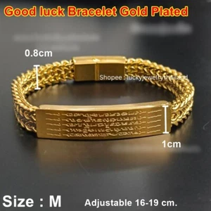 Pulsera B17 Chapada en Oro Brazalete Mantra Yant 5 filas Talismán Buda Tailandés Amuleto - Imagen 1 de 6