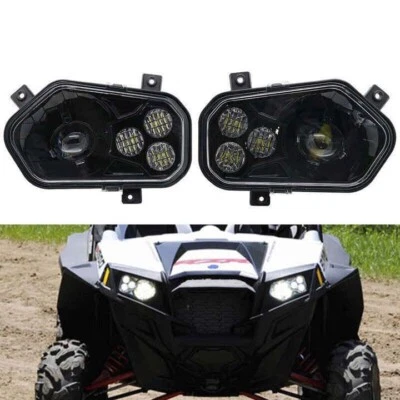 LED Headlights for ATV Polaris RZR 900 800 2011-2014 Sportsman/Ranger 2012-2013 - Image 1 of 4