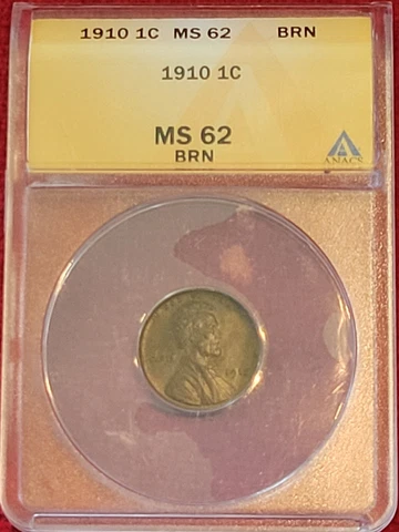 1910 Lincoln Wheat Penny ANACS MS62BN 676 Cover