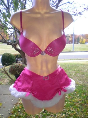 Victoria's Secret Santa Baby Skirt & VS Sparkly Rhinestone Push-Up Bra  32B SET - Image 1 of 4