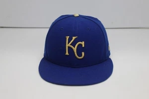 Kansas City Royals New Era 2017 Gold Logo Cap 7 1/4 Blue Fitted Hat MLB - Picture 1 of 11