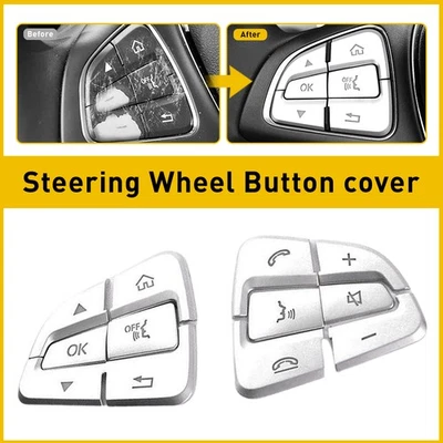 Серебристая отделка на пуговицах рулевого колеса подходит для Mercedes Benz GLA 2017-2019 CLA 2015-2019 - Изображение 1 из 4