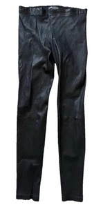 VINCE Black 100% Leather Ankle Zip Leggings Pants Moto Pull On Size Medium 29x30 - Picture 1 of 12