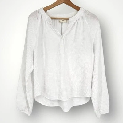 Lucky Brand White 100% Cotton Gauze Blouse Top Size M Boho - Image 1 of 4