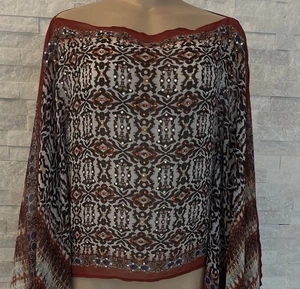 Ranees Sheer Cover Up Tunic Top Floral Resort Wear Art Glam Size S - Picture 1 of 7