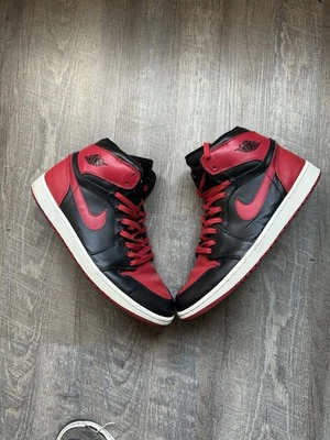 Air Jordan 1 Correa Alta Bred 2008 Talla 13 342132-061 Auténtico Raro Usado Aj1 Rojo Foto 1 de 4